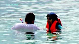 Photo from a muslim lady swimming in the Khai Island, Thailands Muslim lady swimming in the Khai Island, Thailand